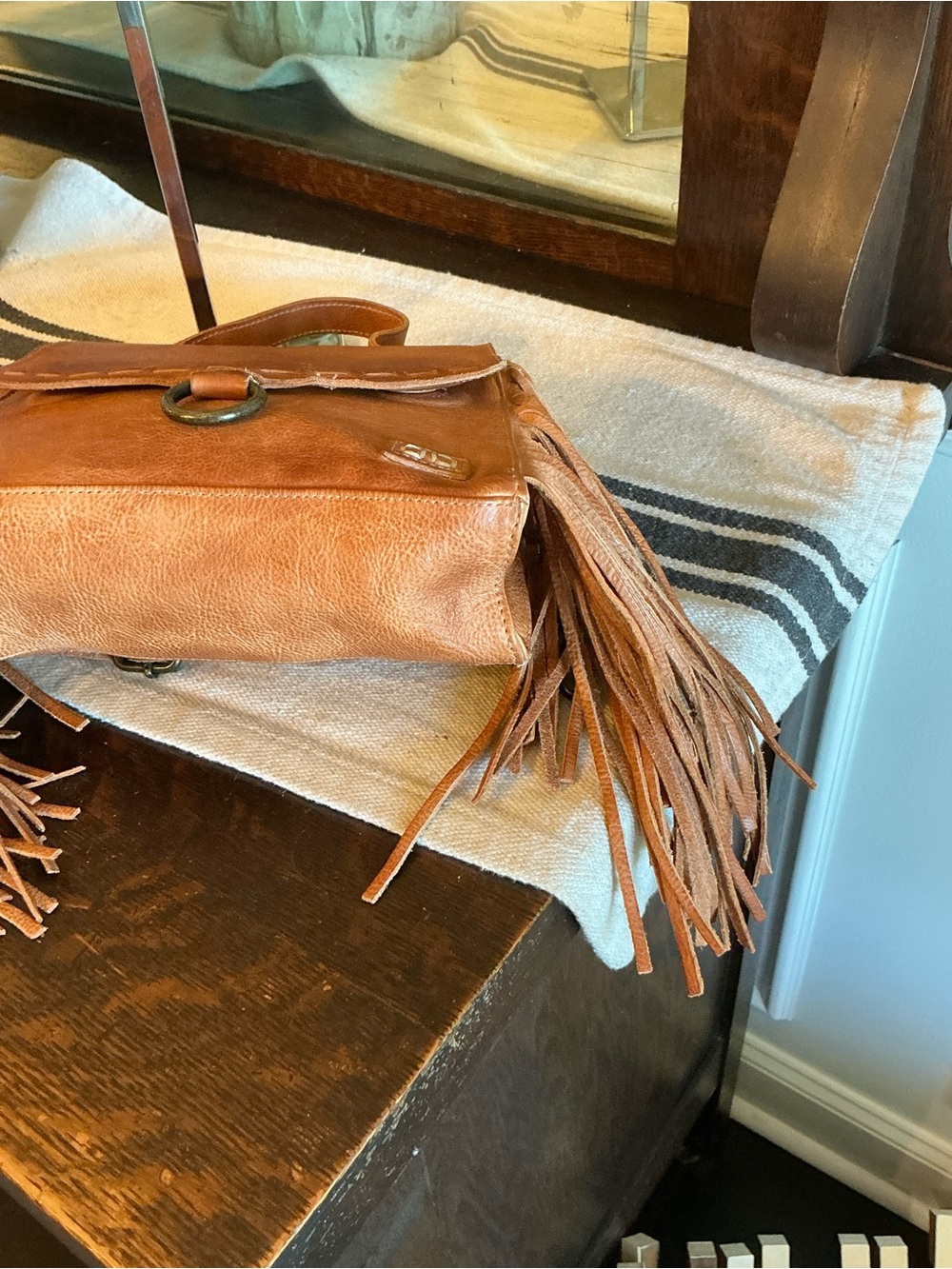 NWOT Bed Stu Fringe Leather Hidden Crossbody Bag Handbag Tan DD MSRP $245 - Picture 10 of 14